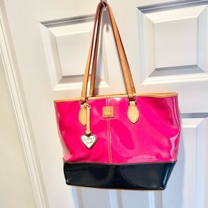 Dooney and Bourke Pink /Black Patent  Tote Bag